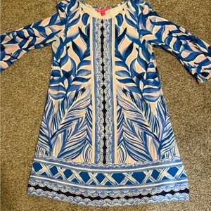 Lilly Pulitzer Blue and Cream Midi Dress